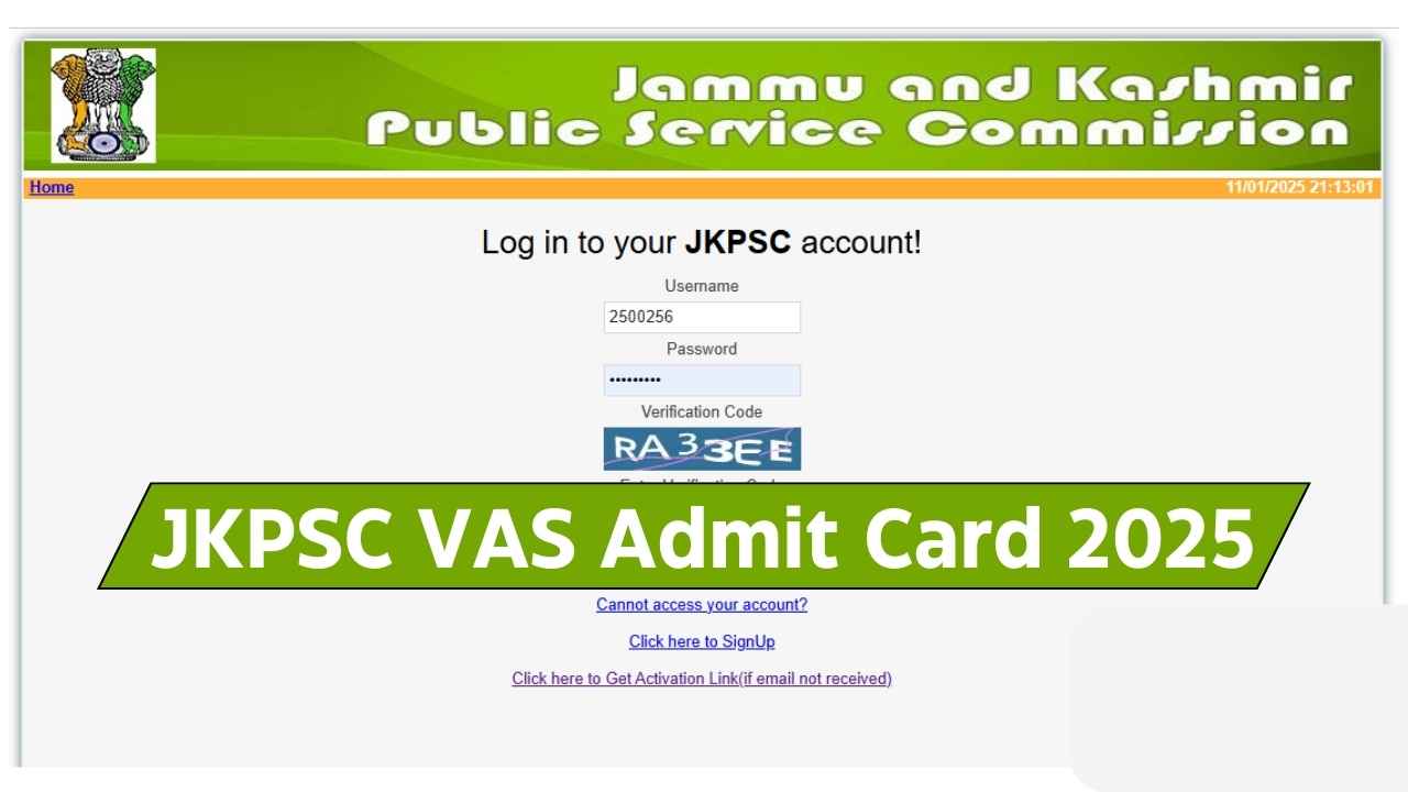 JKPSC VAS Admit Card 2025