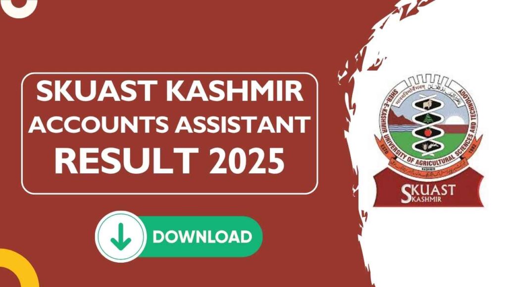 SKUAST Kashmir Accounts Assistant Result 2025