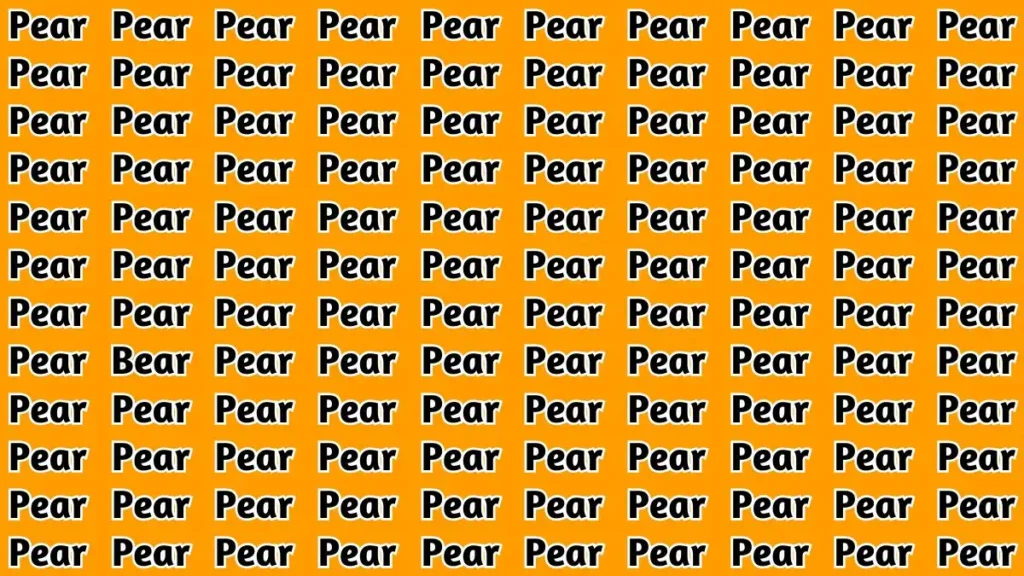 Spot the Word Bear among Pear in 8 Secs​​​​​​​